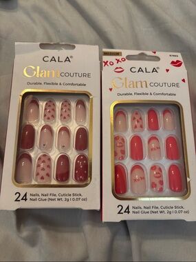 CALA Glam Couture Romantic Pink & Red Press-On Nails - 24 Pack